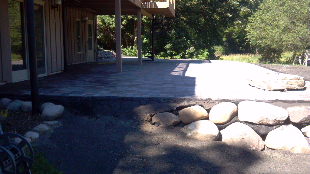 My Outdoor Den, shoreview, brick patio, stone wall, new backyard