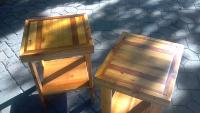 Rustic Cedar and redwood end tables, coffee, Handcrafted, benches