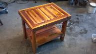 Rustic Cedar and redwood end tables, coffee, Handcrafted, benches