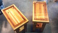 Rustic Cedar and redwood end tables, coffee, Handcrafted, benches