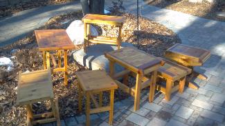 Handcrafted End tables, coffee, bench,rustic, cedar, redwood