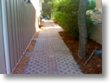 landscape, Lawn mower path to lake side. Erosion control  