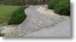 Outdoor Den, front paver walk entry, brick patio, lino lakes,step